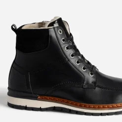 Eram Boots^Boots cranté fourré en cuir NOIR