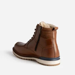 Eram Boots^Boots cranté fourré en cuir COGNAC