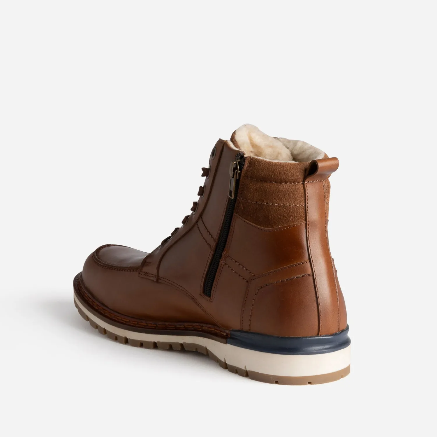 Eram Boots^Boots cranté fourré en cuir COGNAC