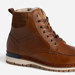 Eram Boots^Boots cranté fourré en cuir COGNAC