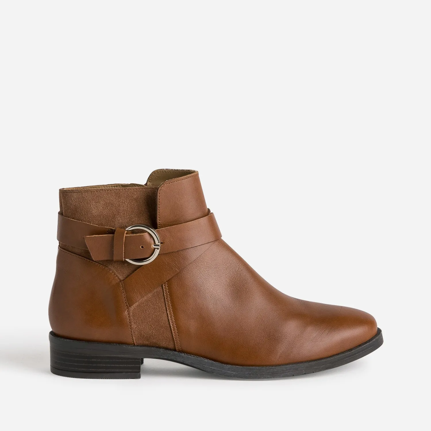 Eram Flex Boots^Boots cuir bi-matière COGNAC
