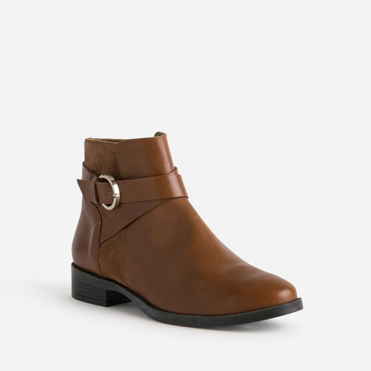 Eram Flex Boots^Boots cuir bi-matière COGNAC