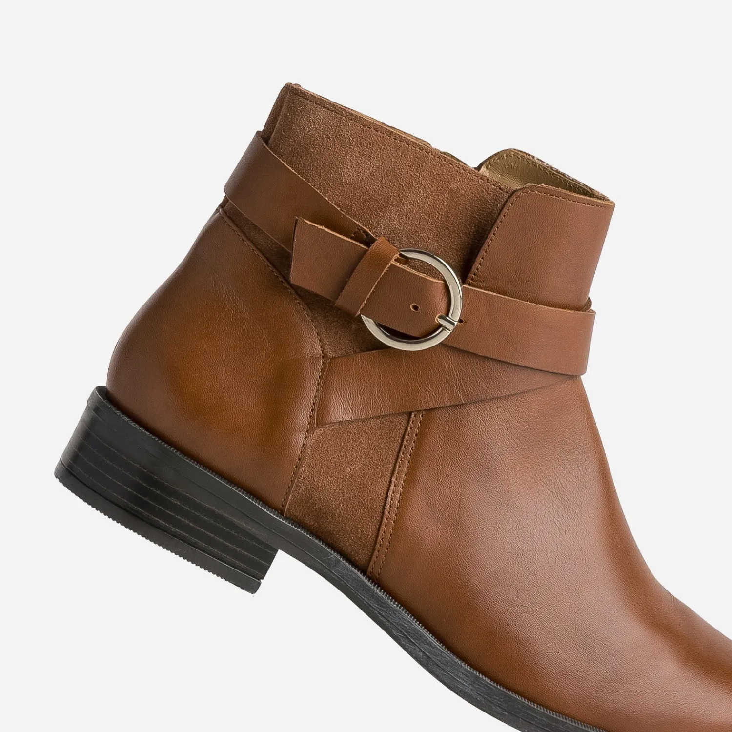 Eram Flex Boots^Boots cuir bi-matière COGNAC