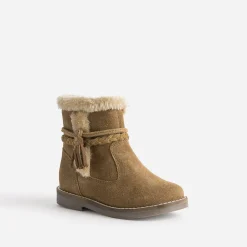 Buggy Boots^Boots fille en croûte de cuir camel TAUPE