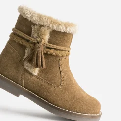 Buggy Boots^Boots fille en croûte de cuir camel TAUPE