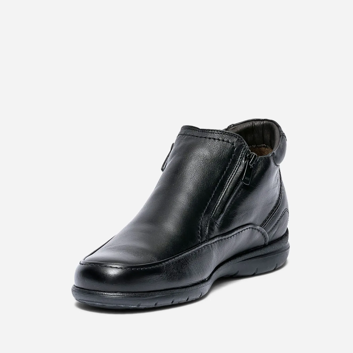 Fluchos Boots^Boots en cuir fourré avec zips NOIR