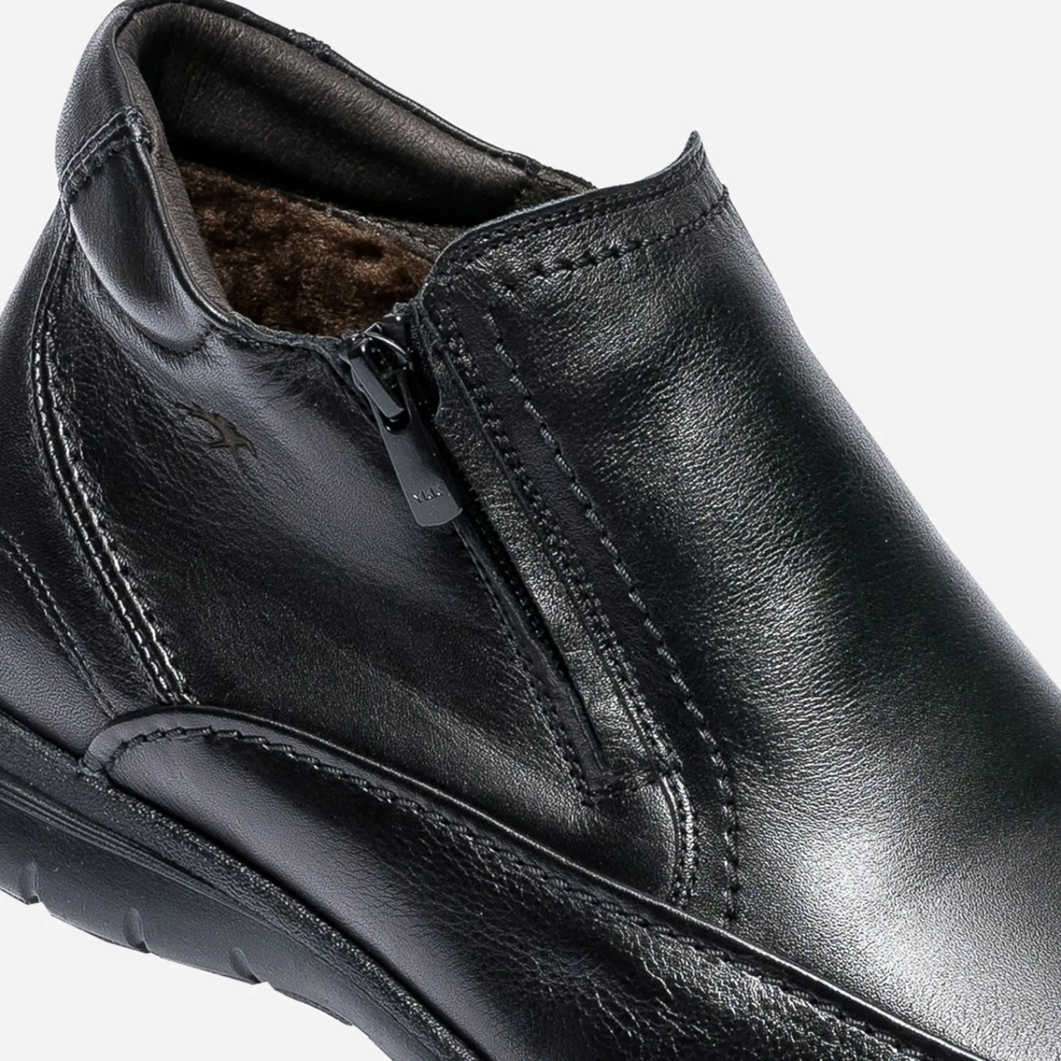 Fluchos Boots^Boots en cuir fourré avec zips NOIR