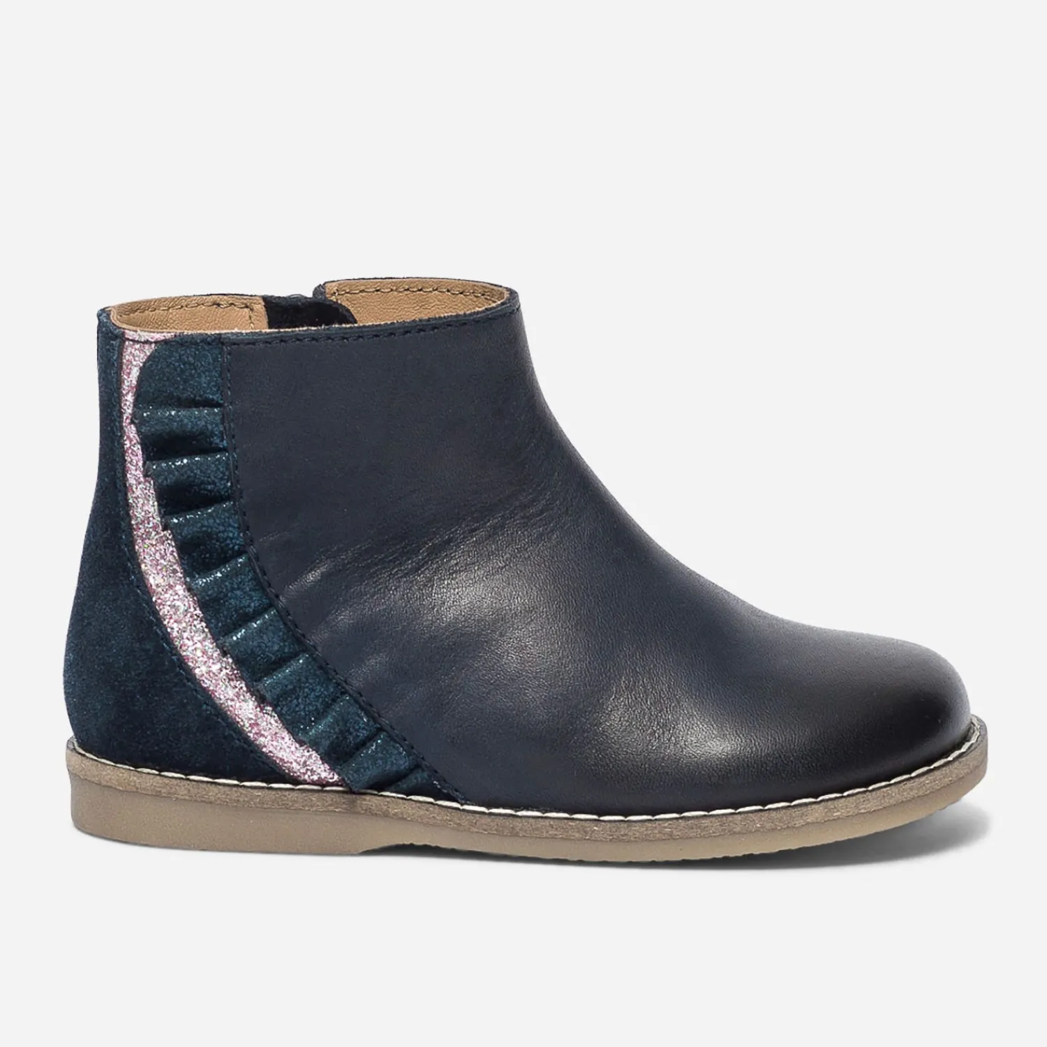 Eram Boots^Boots en cuir à volant MARINE
