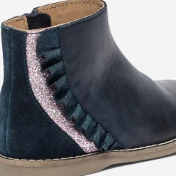 Eram Boots^Boots en cuir à volant MARINE