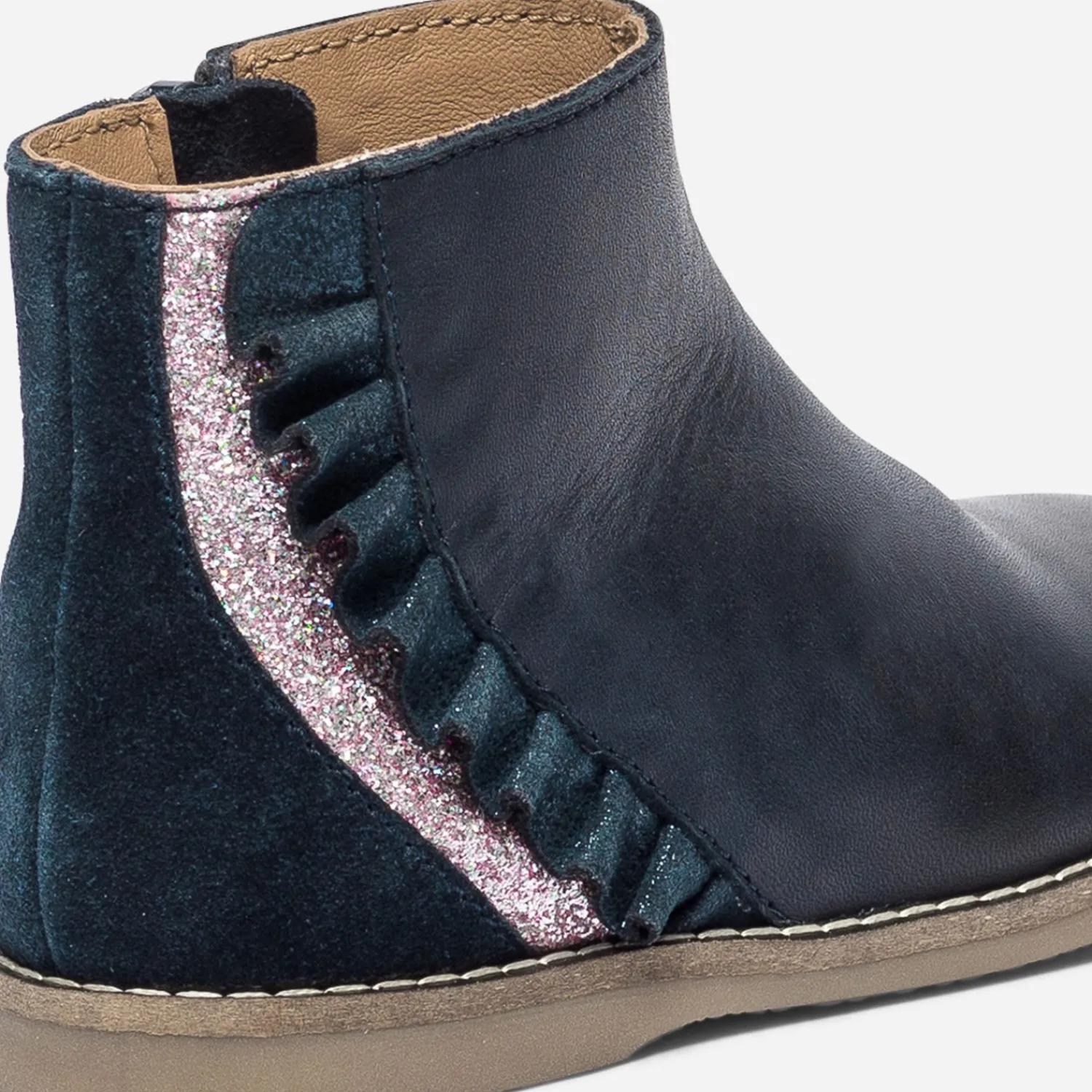 Eram Boots^Boots en cuir à volant MARINE