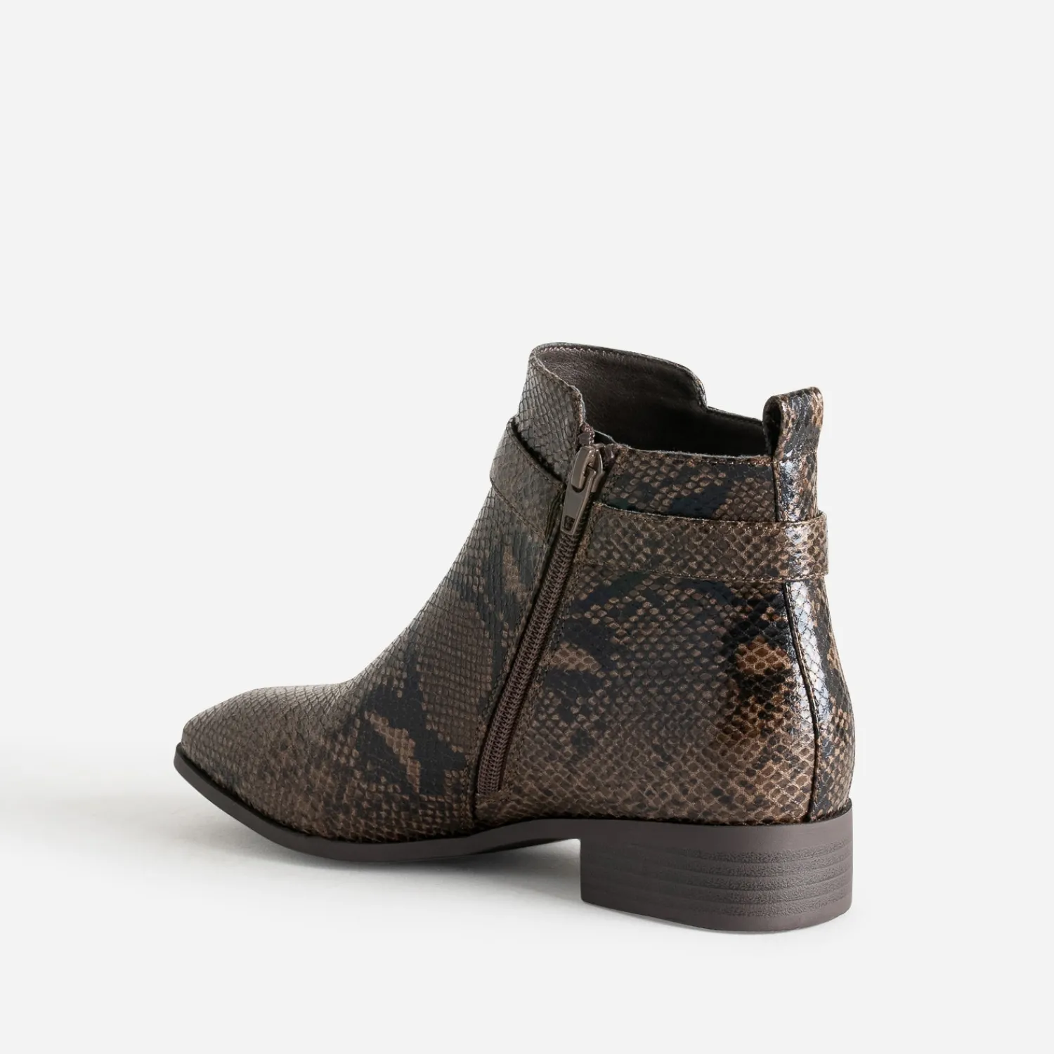 Eram Boots^Boots effet python avec bride cheville MARRON