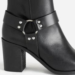 Texto Boots^Boots motard à talon en cuir NOIR