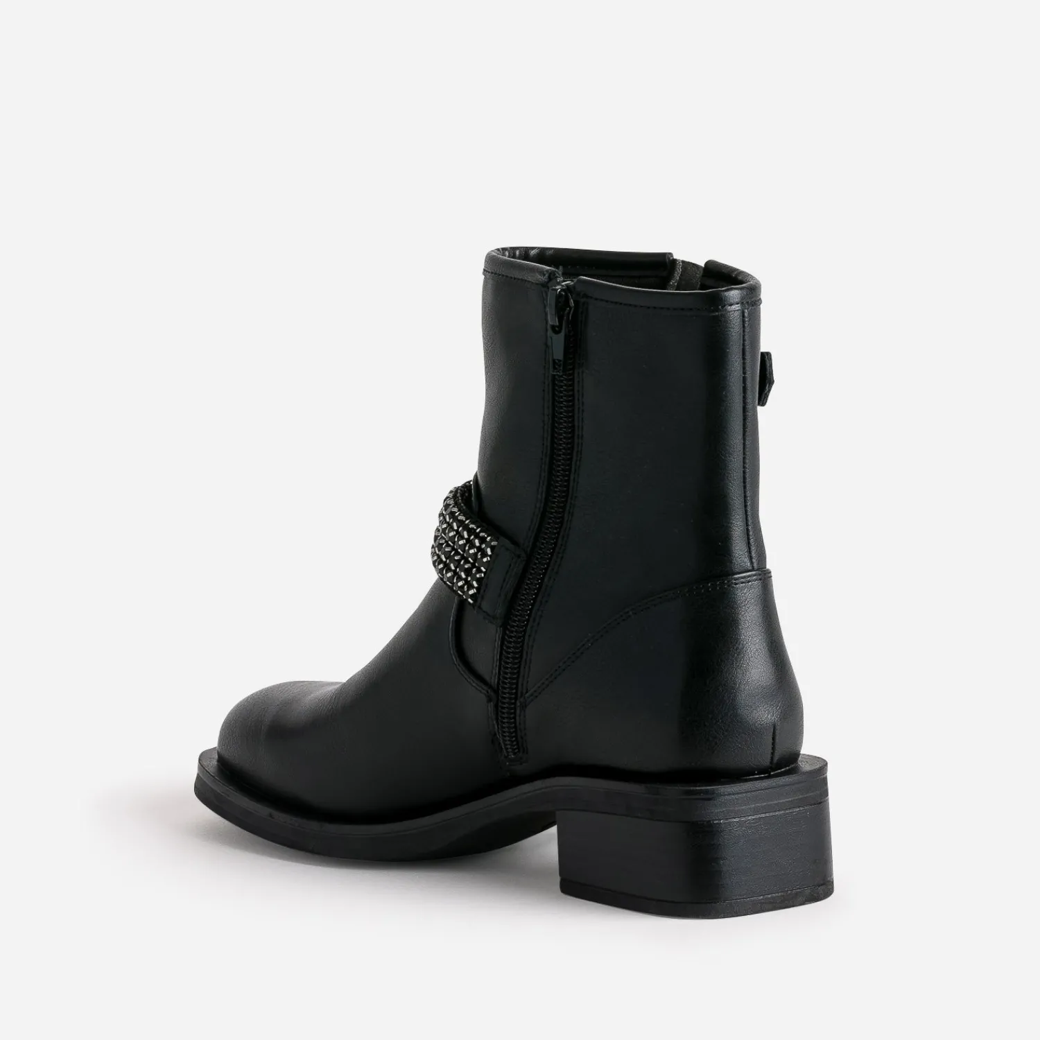 Texto Boots^Boots motard bride décor strass NOIR