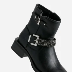 Texto Boots^Boots motard bride décor strass NOIR