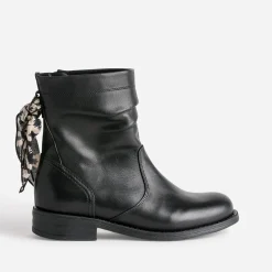 Eram Boots^Boots cuir décor foulard NOIR