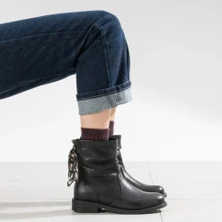 Eram Boots^Boots cuir décor foulard NOIR