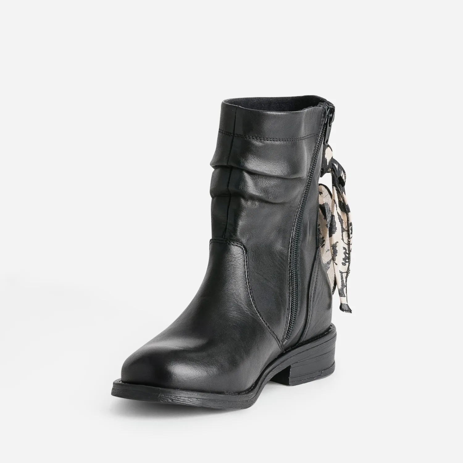 Eram Boots^Boots cuir décor foulard NOIR