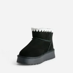 Eram Chaussons^Boots cuir velours fourré semelle plateforme NOIR
