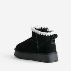 Eram Chaussons^Boots cuir velours fourré semelle plateforme NOIR