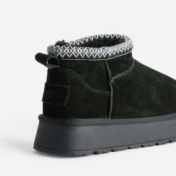 Eram Chaussons|Boots^Boots cuir velours fourré à plateforme NOIR