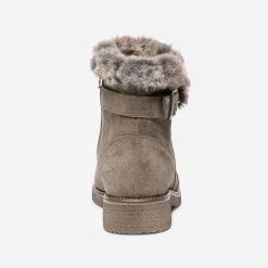 Eram Boots^Boots taupe en cuir velours fourré BEIGE
