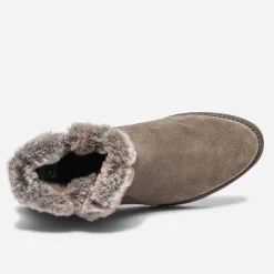 Eram Boots^Boots taupe en cuir velours fourré BEIGE