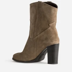 Texto Boots^Boots cuir velours à franges TAUPE