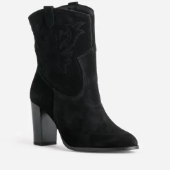 Texto Boots^Boots western à talon cuir velours NOIR
