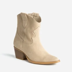 Texto Boots^Boots Western cuir velours éco-conçu BEIGE