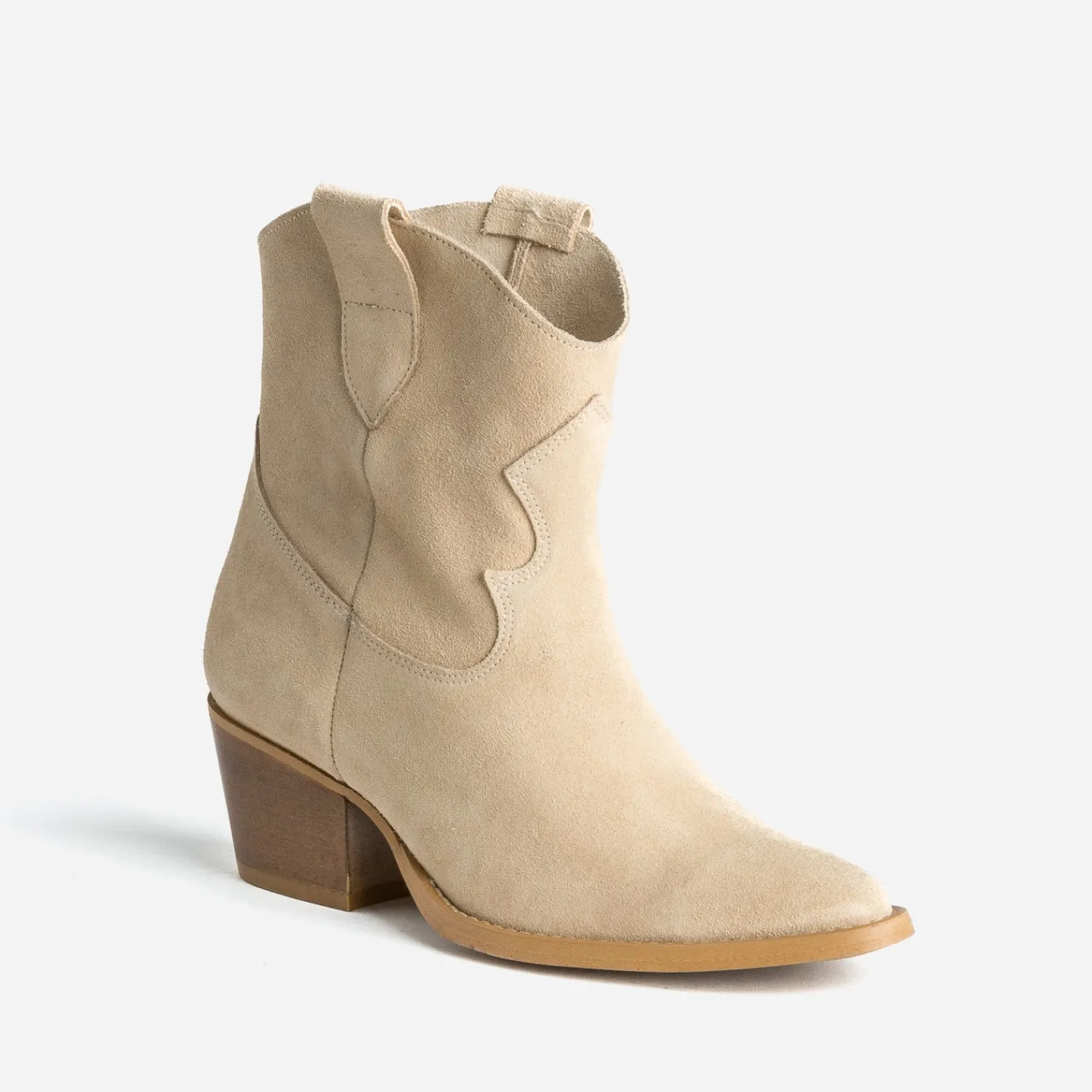 Texto Boots^Boots Western cuir velours éco-conçu BEIGE