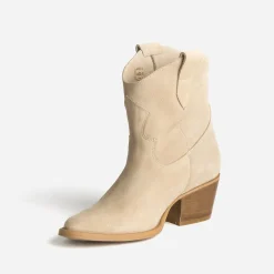 Texto Boots^Boots Western cuir velours éco-conçu BEIGE