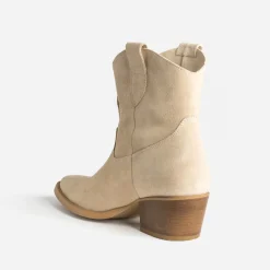 Texto Boots^Boots Western cuir velours éco-conçu BEIGE