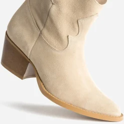 Texto Boots^Boots Western cuir velours éco-conçu BEIGE