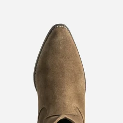 Texto Bottes^Boots western cuir velours CAMEL