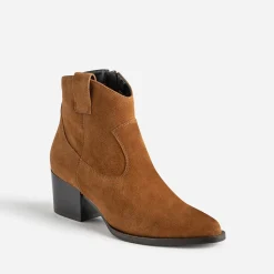 Texto Boots^Boots Western cuir velours COGNAC