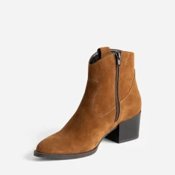 Texto Boots^Boots Western cuir velours COGNAC