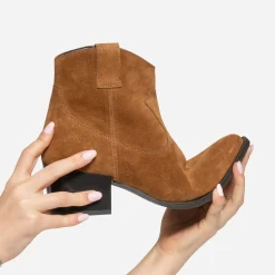 Texto Boots^Boots Western cuir velours COGNAC