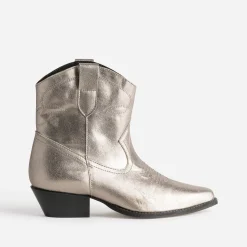 Texto Boots^Boots western doré en cuir METALISE