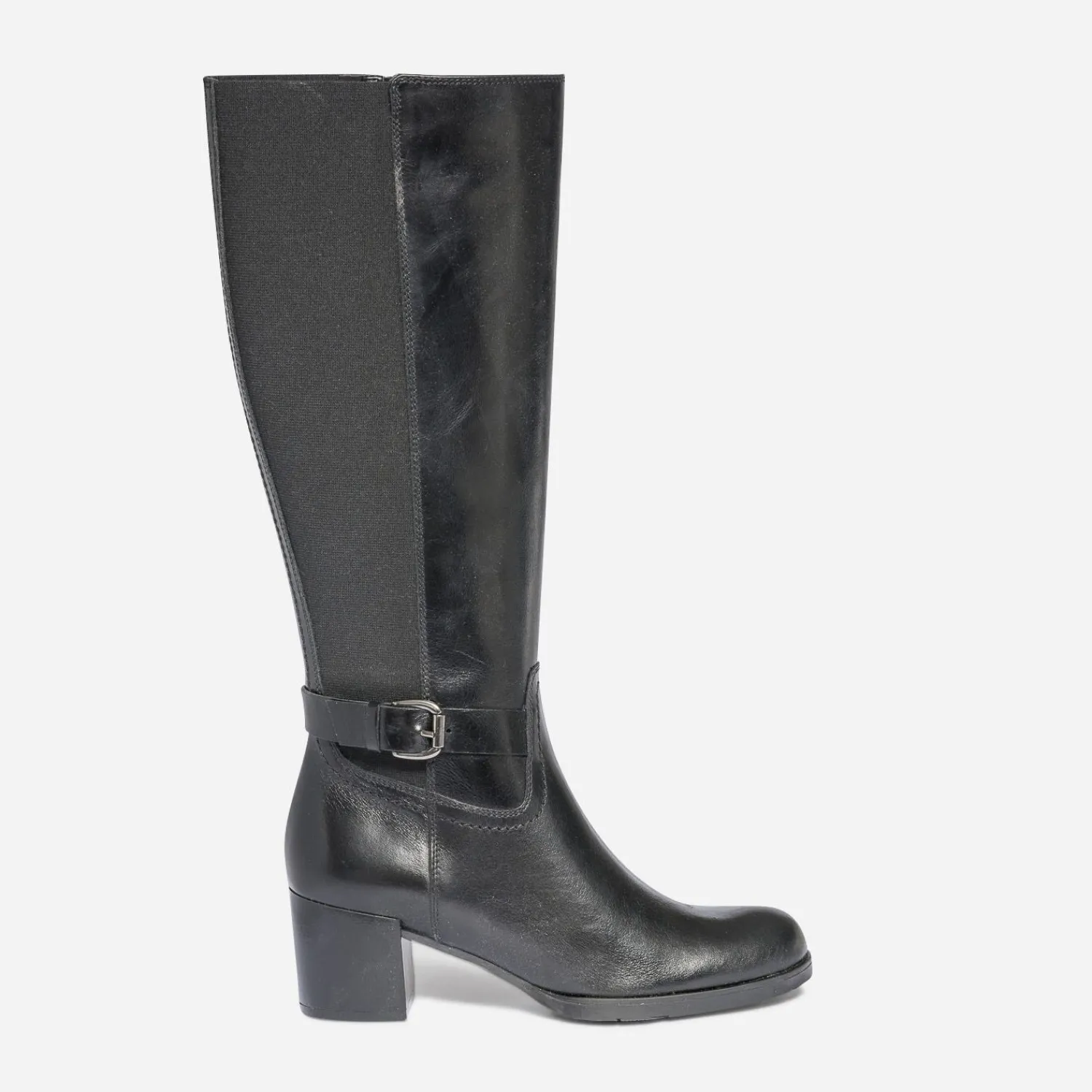 Eram Bottes^Botte à talon e en cuir pour mollet fin NOIR