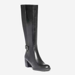 Eram Bottes^Botte à talon e en cuir pour mollet fin NOIR
