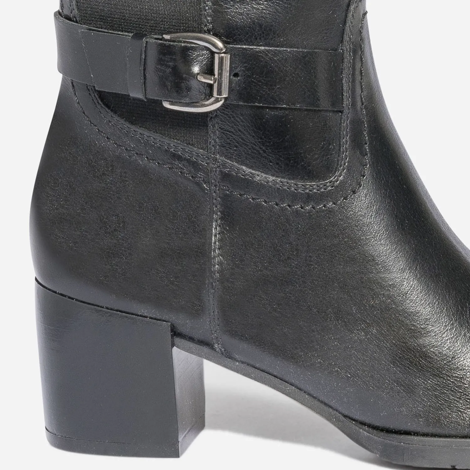 Eram Bottes^Botte à talon e en cuir pour mollet fin NOIR
