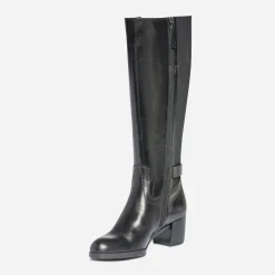Eram Bottes^Botte à talon e en cuir pour mollet large NOIR