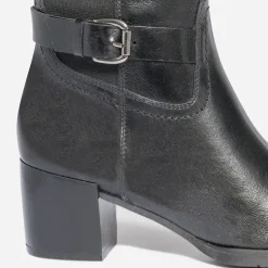 Eram Bottes^Botte à talon e en cuir pour mollet large NOIR