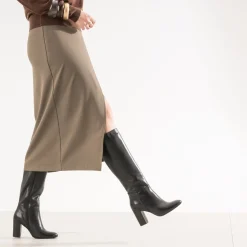 Eram Bottes^Botte à talon e en cuir NOIR