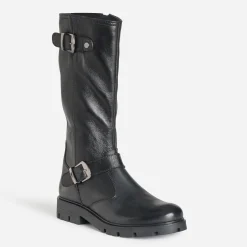 Buggy Bottes^Botte e cuir esprit motard NOIR