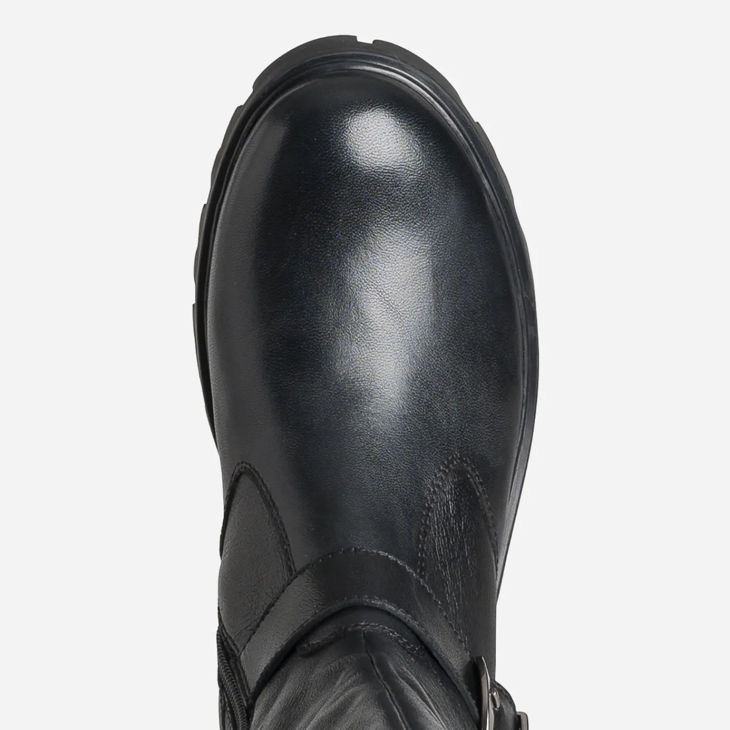 Buggy Bottes^Botte e cuir esprit motard NOIR