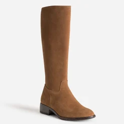 Eram Bottes^Botte camel cuir velours TAUPE