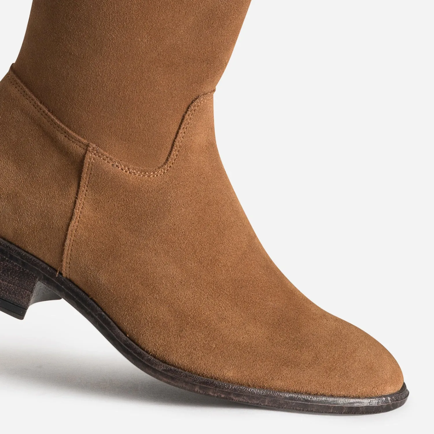 Eram Bottes^Botte camel cuir velours TAUPE