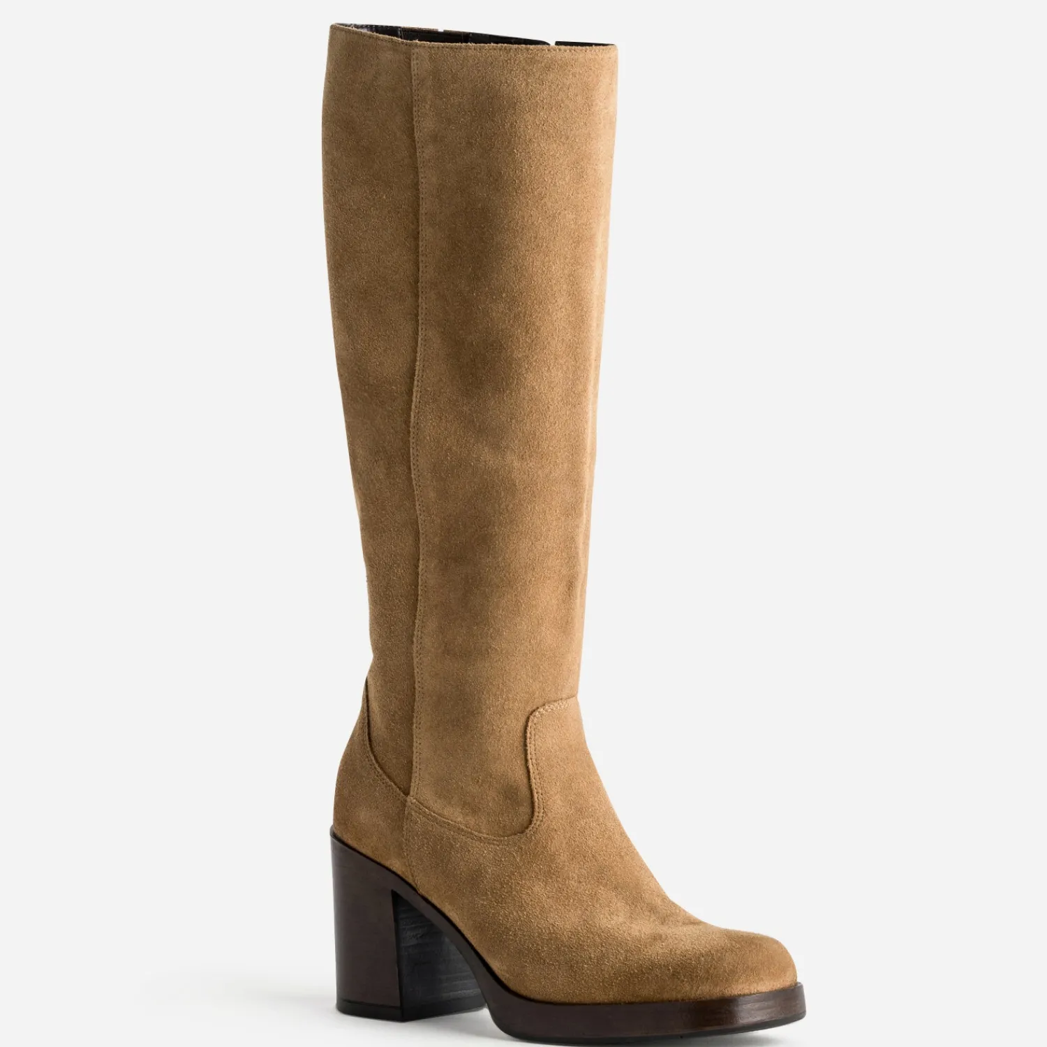 Eram Bottes^Botte en cuir velours esprit rétro CAMEL