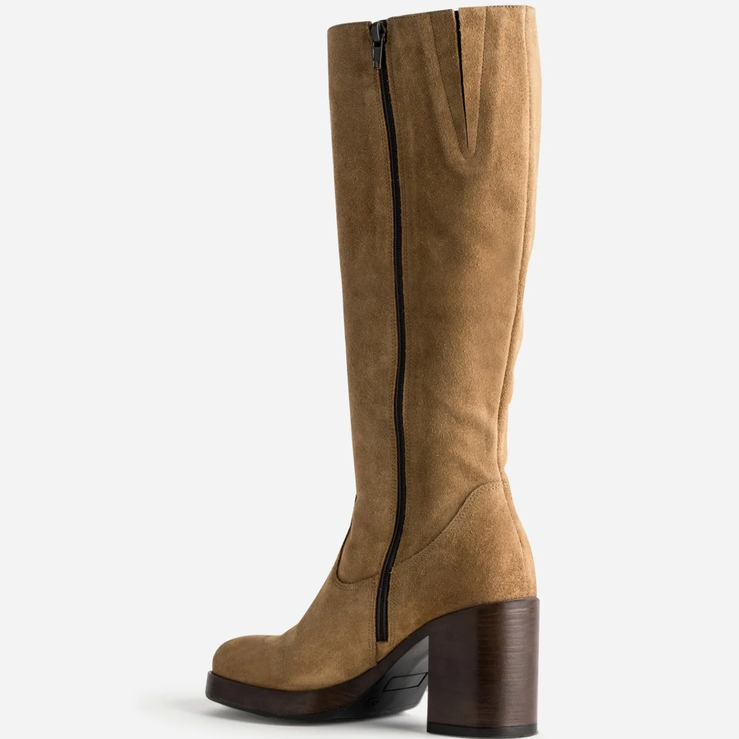 Eram Bottes^Botte en cuir velours esprit rétro CAMEL